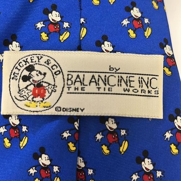 Mickey & Co by Balance Inc The Tie Works Blue Silk Tie with Mickey Throughout - Picture 4 of 8